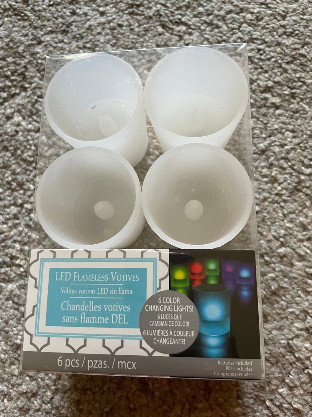 LED Flameless Tea Candles set of 6 Rainbow colors NIB